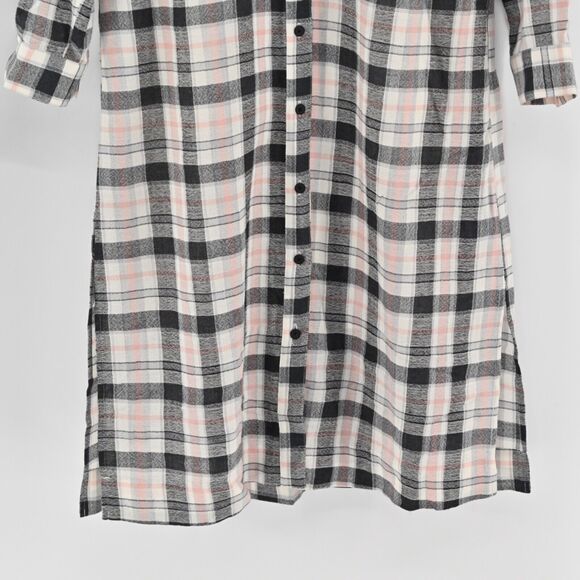 CLUB MONACO Dress Womens Size 6 Midi Flannel Shirt Plaid Peplum Waist Wool Blend - Picture 3 of 10